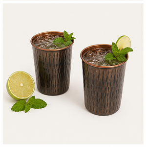Juego de Vasos de Agua de Cobre Puro, Diseño Martillado Antiguo, Vaso Metálico Ecológico para el Hogar, Hotel y Vajilla de Restaurante - Product Image 2