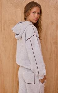 Custom Womens Light Gray Tracksuit Full Zip Hoodie <b>Jogger</b> <b>Set</b> Cotton Fleece Casual Activewear Loungewear <b>Matching</b> Outfit - Product Image 4