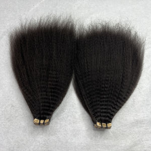 100% bande droite crépue alignée sur les cuticules brutes dans des extensions de bande de cheveux crépus noirs naturels 8-40 pouces Extensions de cheveux - Product Image 1