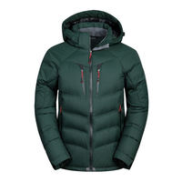 Veste d'hiver décontractée pour homme, en duvet, à capuche, couleur olive, coupe-vent, fermeture éclair, 100% polyester, épaisse, coupe régulière, vente en gros