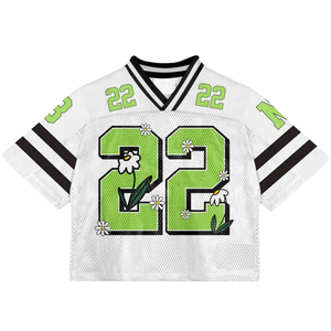 Maillot de football américain en mesh respirant, grande taille, imprimé par transfert thermique, manches courtes, vêtements de sport unisexes pour adultes - Product Image 4