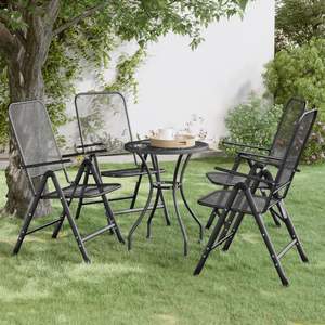 Ensemble de 4 chaises pliantes de jardin anthracite, mobilier d'extérieur durable - Product Image 1