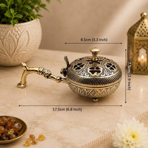 Hand-Made Brass <b>Incense</b> <b>Burner</b> With Carved Vent Design For Religious Use <b>Chinese</b> Style Aromatic Smoke Diffuser - Product Image 2