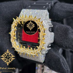 Montre numérique pour homme Pahal Jewels en or avec diamants, style hip-hop, rétroéclairage LED, alarme, chronographe, boîtier carré de 40 mm, bracelet en acier inoxydable - Product Image 4