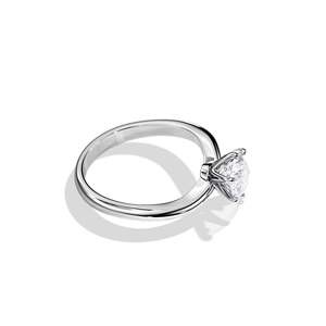 Bague de fiançailles classique en diamant rond taille brillant, monture à griffes en or 14 carats, pour femme, certifiée IGI, bijoux fins - Product Image 3