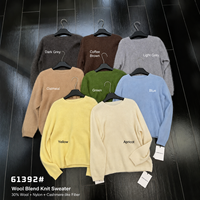 Pull en laine mérinos à col rond, couleur unie, manches longues, doux et moelleux, style coréen, chic et décontracté pour femmes