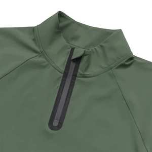 Men's Dark Green Golf Quarter-Zip Long Sleeve Knitted Polyester Shirt <b>Sweat</b>-Wicking Breathable Quick Dry Sporty <b>Top</b> - Product Image 2