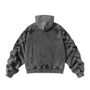 Sudadera con Capucha de Alta Calidad, Estilo Vintage, Lavado Ácido, 100% Algodón, Felpa, Bordado Personalizado, para Hombre, Invierno, Talla Grande - Product Image 3