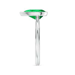 Bague de fiançailles solitaire en or massif 14 carats avec émeraude taille poire sertie clos, faite à la main, bijoux fins personnalisés pour mariage - Product Image 4