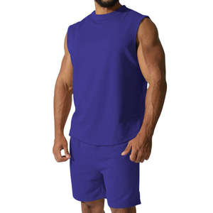 Conjunto de Camiseta sin Mangas y Pantalones Cortos Personalizados para Hombre, Ropa de Gimnasio 100% Algodón, Traje de Dos Piezas para Verano, Corte Musculoso - Product Image 4