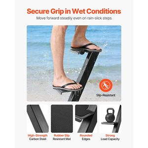 Scaletta a 4 Gradini in Acciaio al Carbonio Rinforzato per Rimorchio Barca con Maniglia Antiscivolo e 3 Opzioni di Angolo di Montaggio - Product Image 4