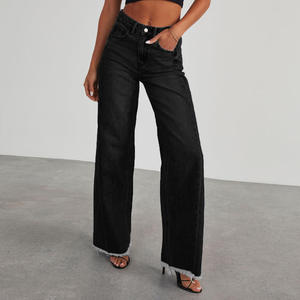 Women's Summer Fashion Casual Vintage High-Waisted Slightly Stretch Straight-Leg Jeans with Washed Wide-Leg Design Daily Wear - Product Image 4