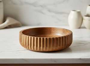 Tazón para servir ensalada de frutas hecho a mano con madera de mango, centro de mesa rústico estilo granja - Product Image 5