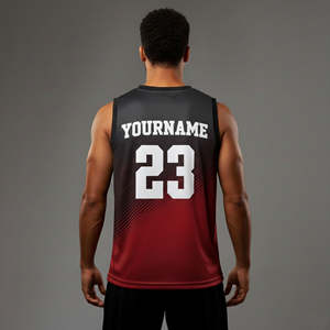 Uniformes de basket-ball personnalisés sublimés imprimés respirants et anti-humidité, grandes tailles, 100 % polyester, sans manches, col en V, logo personnalisé - Product Image 2