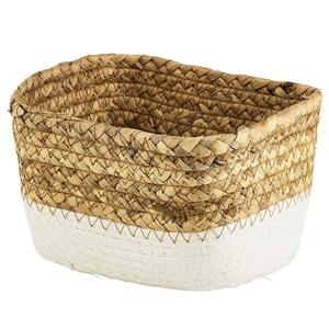 Water hyacinth <b>basket</b> with a white cotton <b>fabric</b> bottom Handmade <b>Storage</b> <b>Basket</b> Wholesale eco-friendly Made in Vietnam - Product Image 1