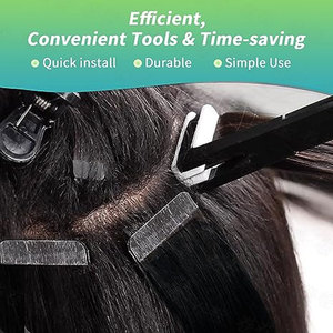 Pince à extensions de cheveux de qualité supérieure, en acier inoxydable, surface plate, outils de pose d'extensions pour femmes. - Product Image 4