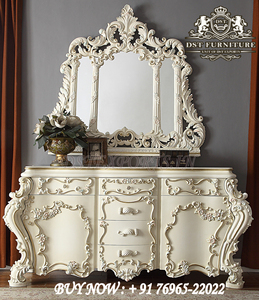 Commode sculptée lourde de conception européenne pour la maison de luxe Acheter en ligne Coiffeuse de chambre en bois de luxe Commode luxueuse en bois de teck - Product Image 3