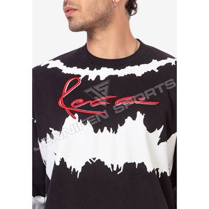 Sudadera de cuello redondo de felpa francesa de algodón grueso para invierno, teñida, cortavientos, transpirable, con logo personalizado y hombros caídos, al por mayor - Product Image 3