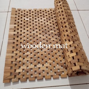 Tapis de bain antidérapant en teck 100 % original, fait main, de qualité supérieure, écologique, motif géométrique, pour salon et chambre à coucher – Offre Spéciale - Product Image 2