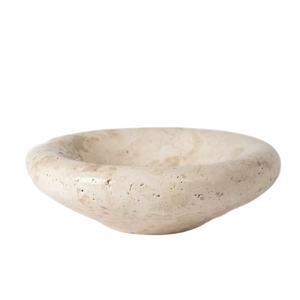 Vente en gros de plats décoratifs en travertin, grand bol rond en pierre beige pour servir et décorer élégamment la maison - Product Image 1