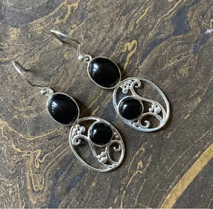 Black Onyx Gemstone 925 <b>Sterling</b> <b>Silver</b> Earrings Elegant Handmade Classic Statement Lightweight Jewelry Gift - Product Image 3