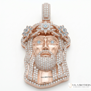 VALA BROTHERS Colgante de Cruz de Moissanita Personalizado con Baño de Oro Rosa y Detalles de Diamantes, Amuleto Religioso Estilo Hip Hop HH-26 para Fiesta - Product Image 3