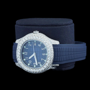 Best Personalized Round Dial With Auto Date Features <b>Blue</b> Color Rubber Strap Moissanite Diamond <b>Man's</b> Design Quartz <b>Watch</b> - Product Image 3