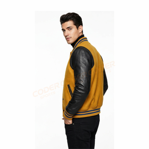 Dernier style du fabricant : Blouson universitaire pour homme en cuir et laine, personnalisé, avec écussons brodés en chenille, style baseball, bomber et Letterman - Product Image 5