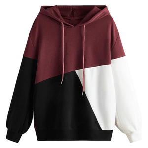 Sudadera con Capucha para Mujer, Diseño Color Block, Manga Larga, Estilo Holgado, Tejido de Algodón y Fibra de Bambú, Estilo Casual Otoñal - Product Image 4