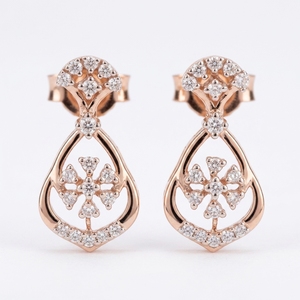 Women's Round Diamond Earrings | 9K Rose Gold | Lab Grown & Natural Diamond - Product Image 1