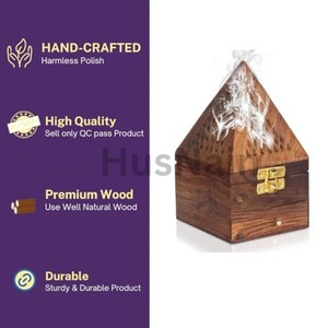 Quemador de Incienso Piramidal de Madera de Mango Hecho a Mano - Soporte de Madera al por Mayor - Product Image 3