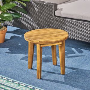Table d'appoint extérieure en bois d'acacia de 16 pouces avec finition teck, tables d'extérieur élégantes - Product Image 5