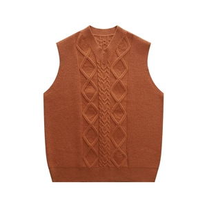 <b>Men's</b> Black V Neck Argyle <b>Knitted</b> Vest Sleeveless Cable Pattern Sweater <b>Waistcoat</b> - Product Image 2