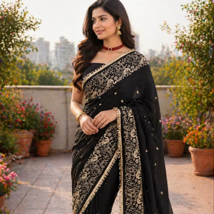 Sari d'hiver pour femme de haute qualité - Tissu doux, sans plis, taille personnalisée, prix abordable - Product Image 1
