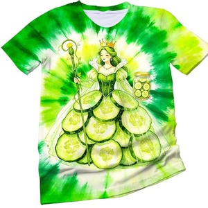 Camiseta de Verano para Mujer, Nueva Moda, Tie Dye, Estampado Personalizado, 100% Algodón, Cuello Redondo, Tela Oxford Ecológica - Product Image 4