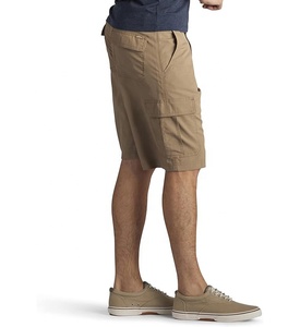 Shorts de sport pour hommes à taille mi-haute élastiquée avec fermeture éclair, logo personnalisé, 100 % laine respirante, design cargo uni, poches latérales - Product Image 6