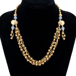 Ensemble de collier Mala à double rang de perles bleues en argent 925 pour femmes, bijoux de créateur, ensemble de boucles d'oreilles assorties - Product Image 1