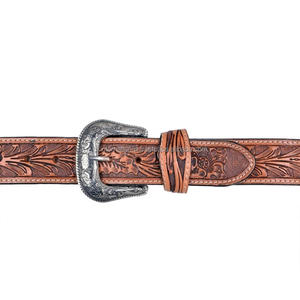 Cinturón de herramientas de cuero occidental para hombre con diseño de hoja tallada a mano de moda con hebilla de latón antiguo grabada floral en todos los tamaños - Product Image 5