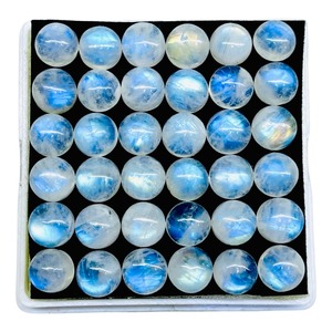 Lot de pierres précieuses en vrac de pierre de lune arc-en-ciel naturelle ronde de 9 mm, cabochon, effet bleu éclatant, prix de gros pour la fabrication de bijoux - Product Image 2