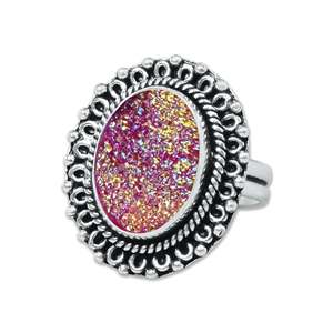 <b>Titanium</b> Druzy Gemstone <b>Rings</b> Bohemian Trendy Fashionable Wholesale Jewelry for Women's Wedding Engagement <b>Ring</b> - Product Image 4