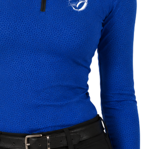 Haut de performance équestre pour femme, bleu roi, à manches longues, col zippé, extensible et respirant - Product Image 6