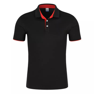 เสื้อเชิ้ตแขนสั้นสีดำสำหรับผู้ชาย ผ้าไหม/คอตตอนเนื้อเจอร์ซีย์ สีพื้น ทรงลำลอง ระบายอากาศได้ดี ทรงปกติ ผ้าถัก ปักลาย น้ำหนัก 200 กรัม - Product Image 1