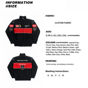 Veste de course A1 personnalisée pour homme, veste bomber vintage de sport automobile zippée, patch d'équipe personnalisé, veste coupe-vent streetwear - Product Image 4