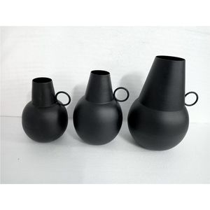 Nordic Style Round Metal <b>Vase</b> Grey Tiered Design Flower Holder Industrial Centerpiece <b>Decorative</b> <b>Vase</b> for Modern Home Decor <b>Vase</b> - Product Image 2