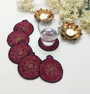 Juego de 6 posavasos de granada con cuentas hechos a mano por Whimsy Art Craft - Product Image 4