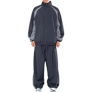 Gym Style Sweatsuit Nylon <b>Polyester</b> Summer Windbreaker Zipper <b>Jogger</b> Sets Breathable Comfortable High Street Tracksuit - Product Image 1