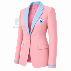 Blazer personnalisé Jack & Jill of America avec logo brodé bleu ciel et rose, doublure en polyester avec logo imprimé répété pour femme - Product Image 2