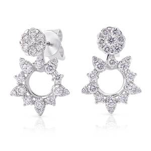 Pendientes de Oro de 14K con Baño de Rodio, Diamantes Cultivados en Laboratorio con Certificación IGI, Lujosos, Diseño 3 en 1 con Halo, Convertibles, 1.1 CT, Joyería - Product Image 2