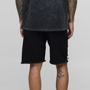 Custom Embroidery logo Baggy Fit High Street Acid Washed Men's Denim Shorts Eco-Friendly Breathable Solid Casual <b>Hip</b> Hop Shorts - Product Image 5