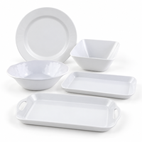Ensemble d'assiettes et de bols en mélamine blanche, style rustique, vaisselle pour restaurant et cuisine à domicile